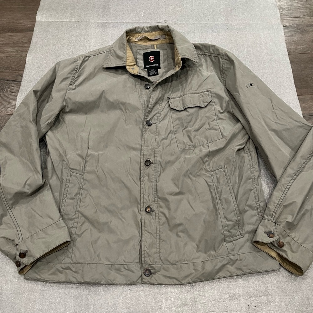 [XL]Victorinox Men's Light Gray Waterproof Jacket